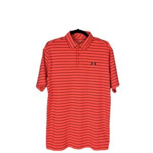 Under Armour The Playoff Polo Shirt Mens SMALL Dark Orange Black Loose Heatgear